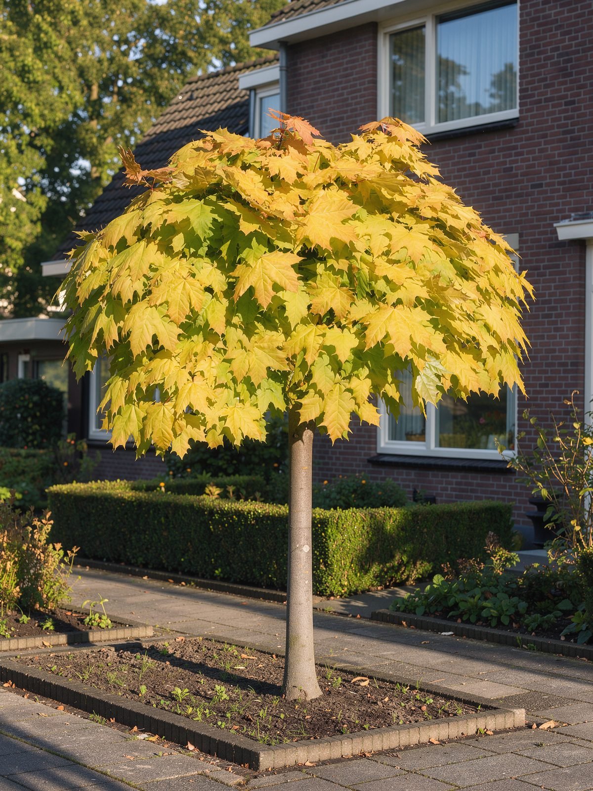 Kugel-Ahorn 'Golden Globe' (Acer platanoides 'Golden Globe') im Garten