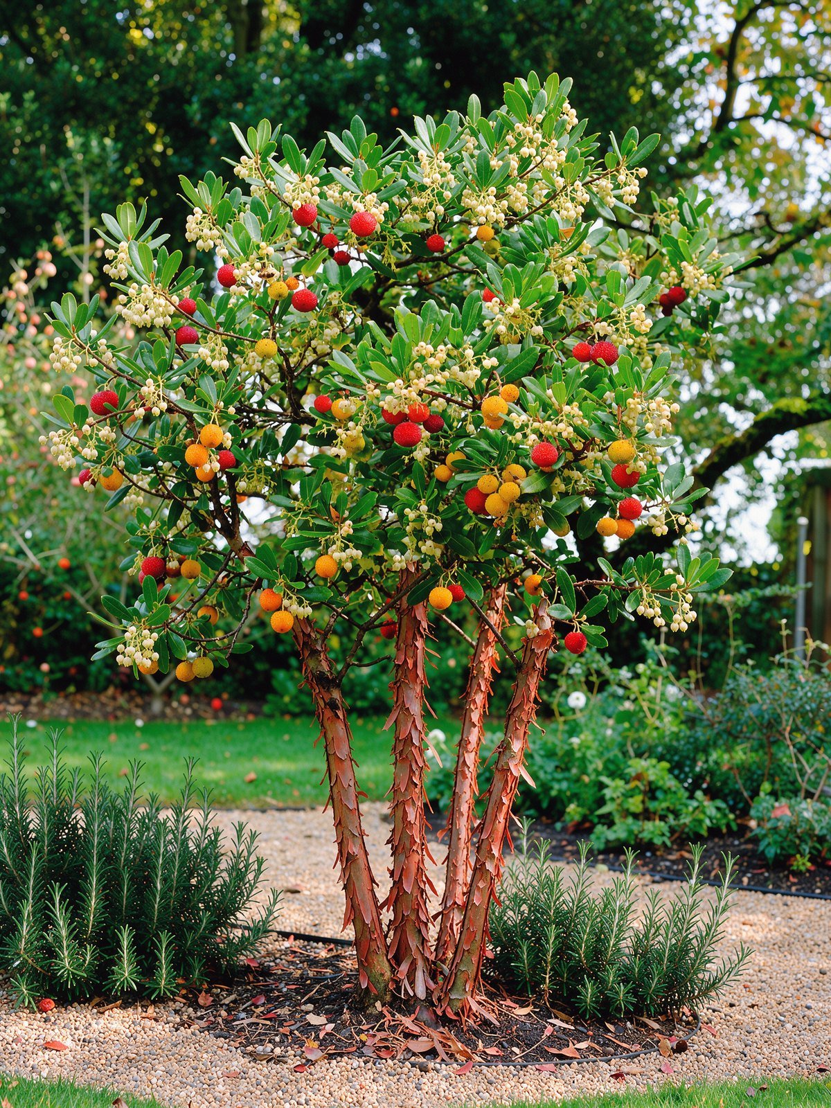 Erdbeerbaum (Arbutus unedo) im Garten