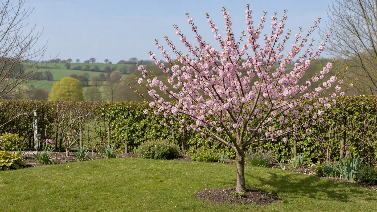 Frühlingskirsche 'Accolade' in einem Garten auf Lössboden