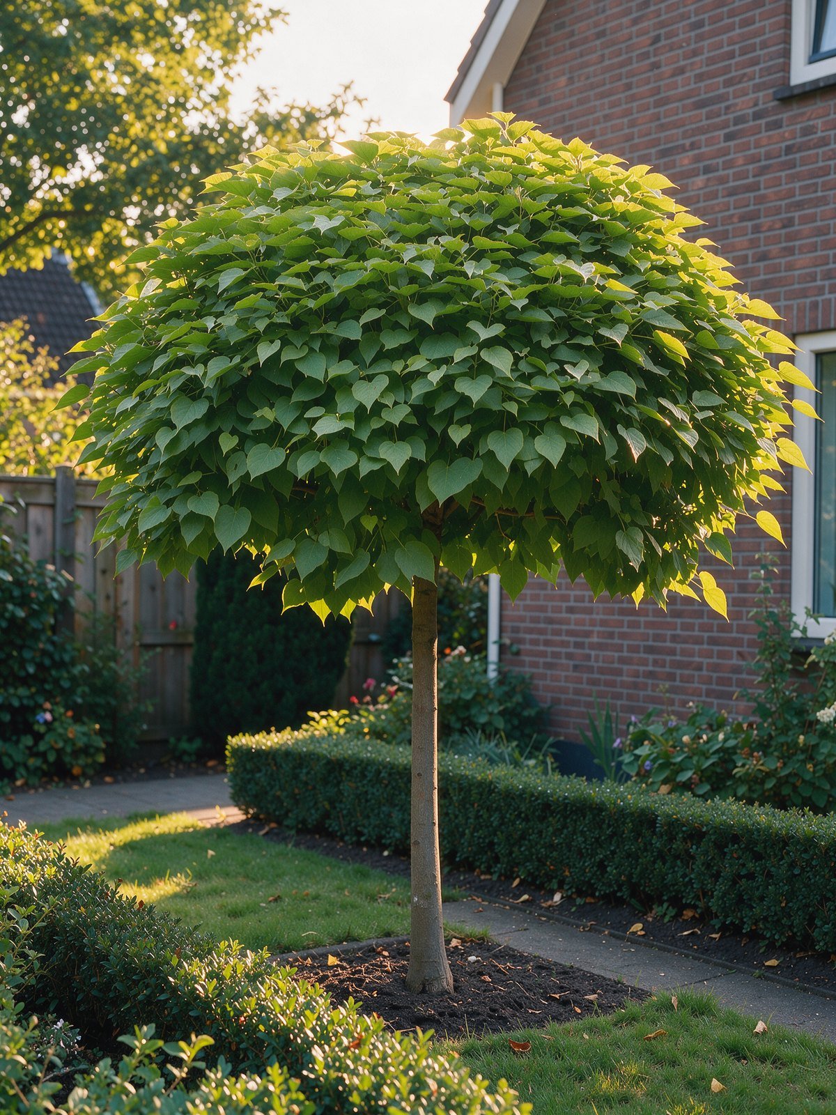 Kugel-Trompetenbaum (Catalpa bignonioides 'Nana') im Garten