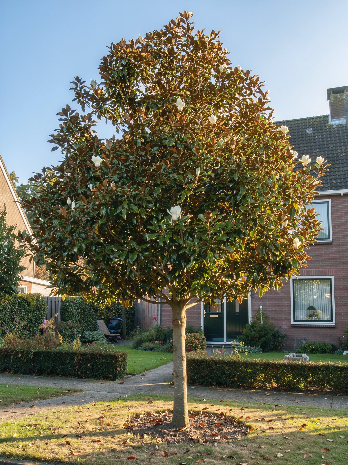 Großblütige Magnolie (Magnolia grandiflora) im Garten