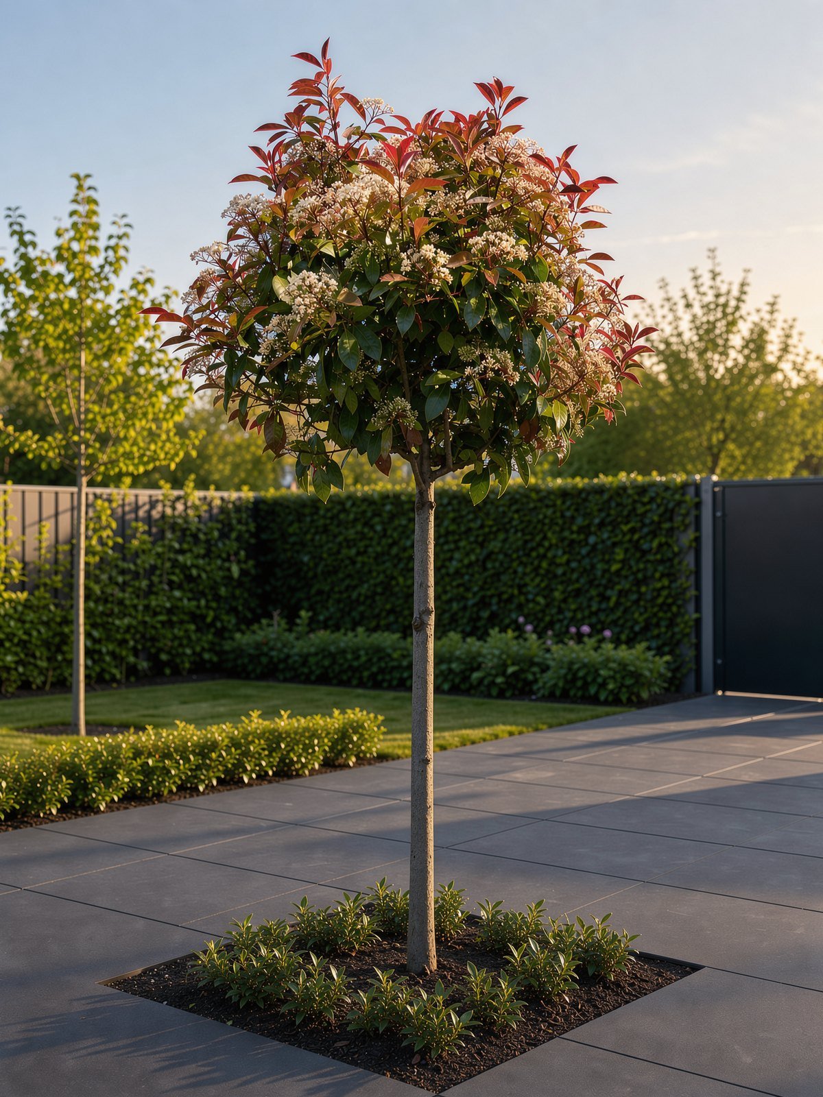 Glanzmispel 'Red Robin' (Photinia × fraseri 'Red Robin') im Garten
