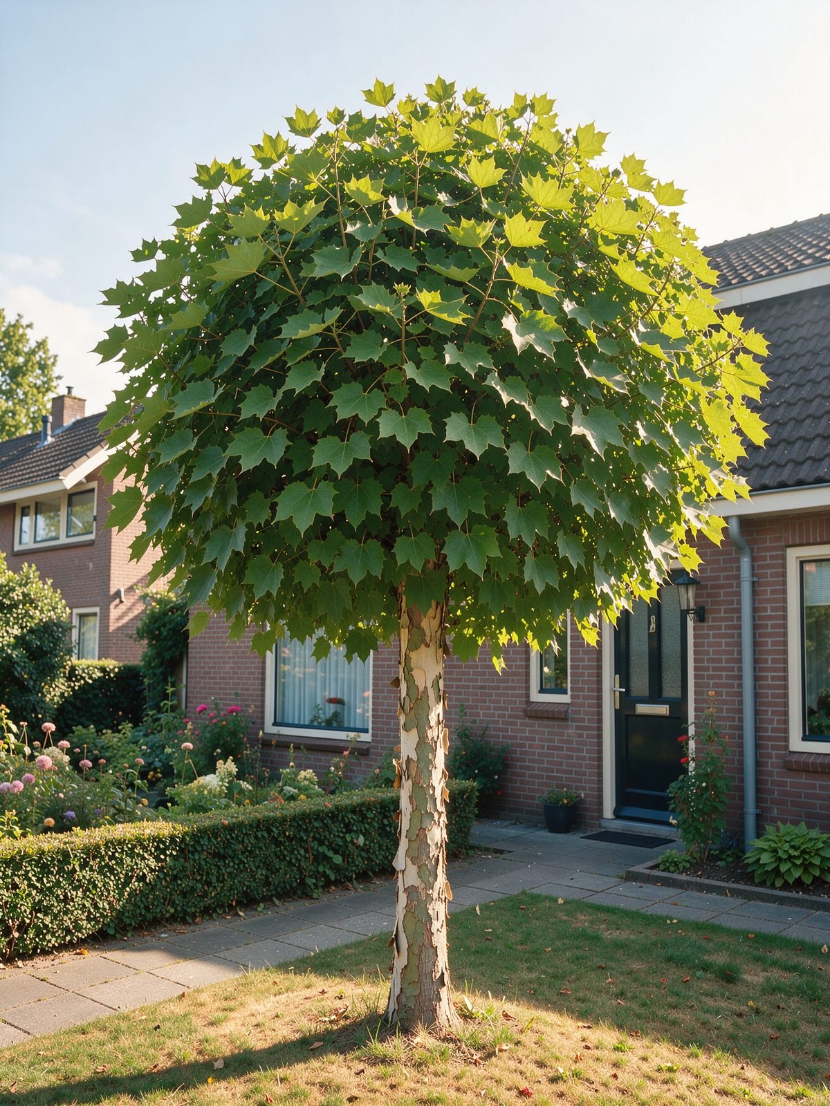 Kugelplatane (Platanus × hispanica 'Alphen's Globe') im Garten