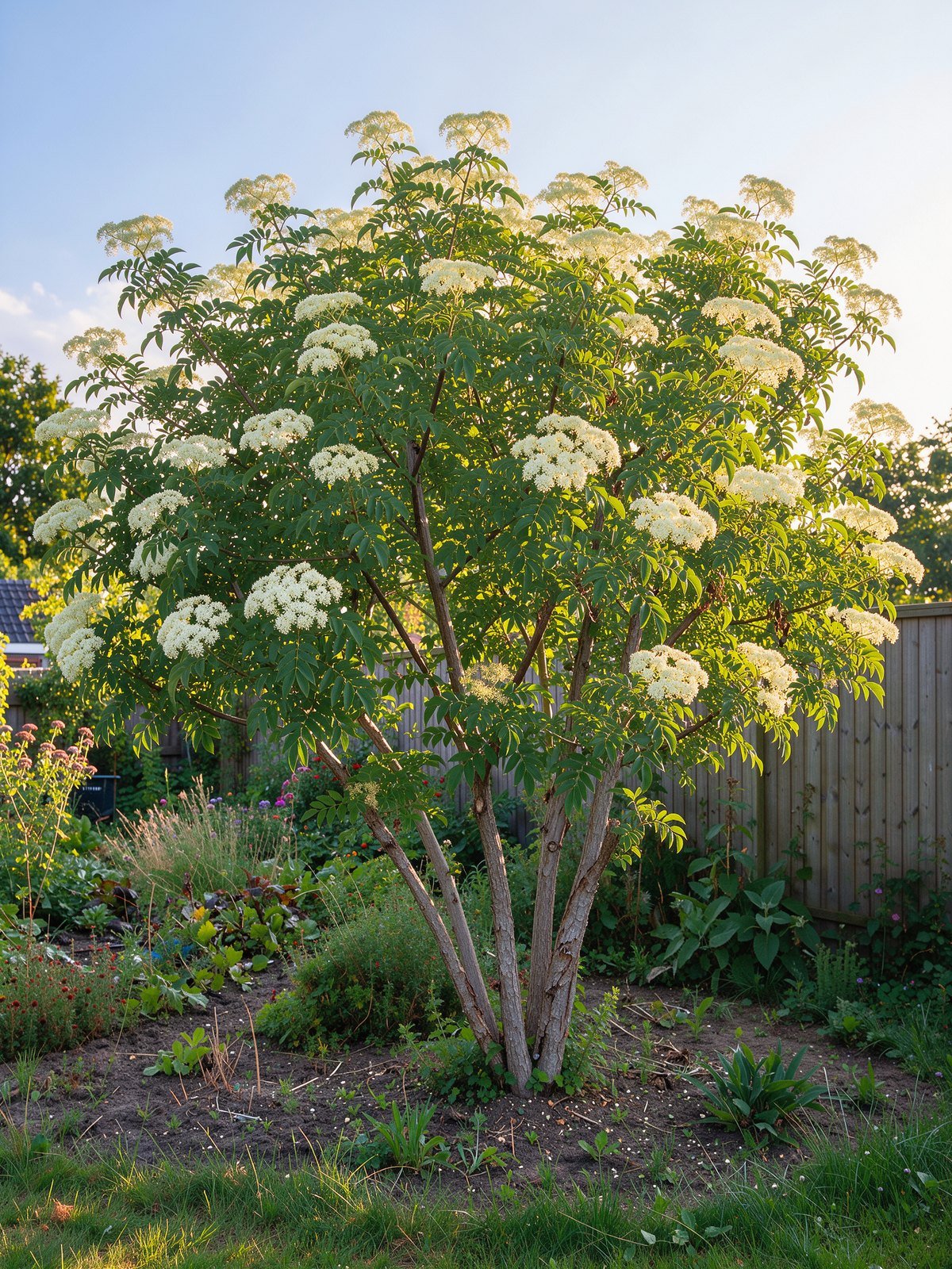 Schwarzer Holunder (Sambucus nigra) im Garten