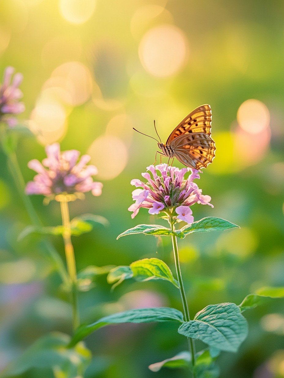 Monarda — rote Kranzblüten voller Bienen und Hummeln im Sommergarten