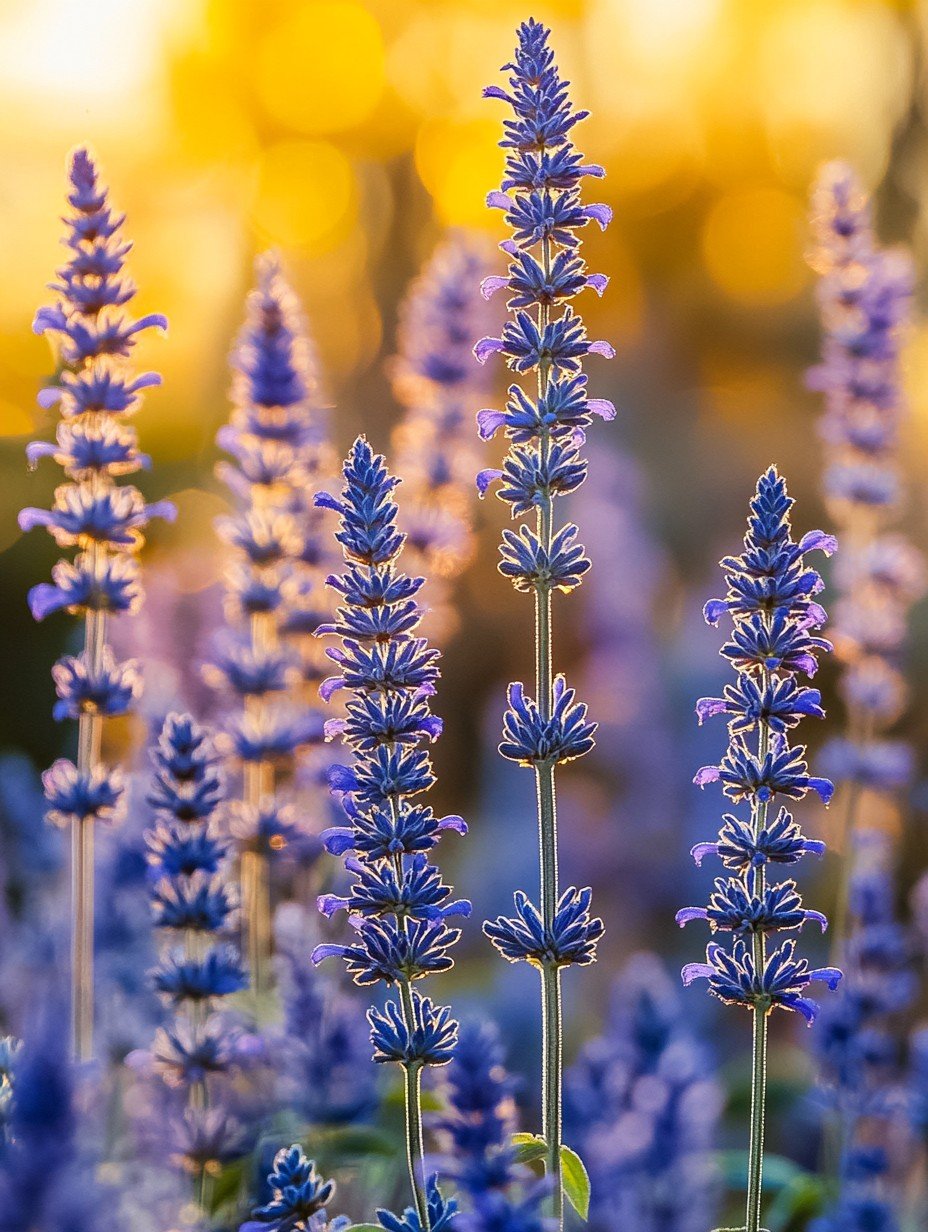 Perovskia atriplicifolia — blauwpaarse wolk op zilvergrijze stelen in nazomerzon