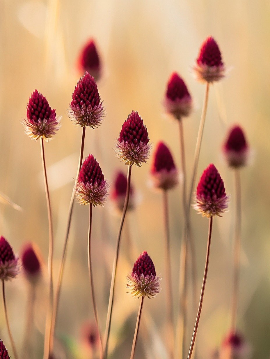 Sanguisorba officinalis Red Thunder — donkerrode knikkende bolletjes in een prairie-border